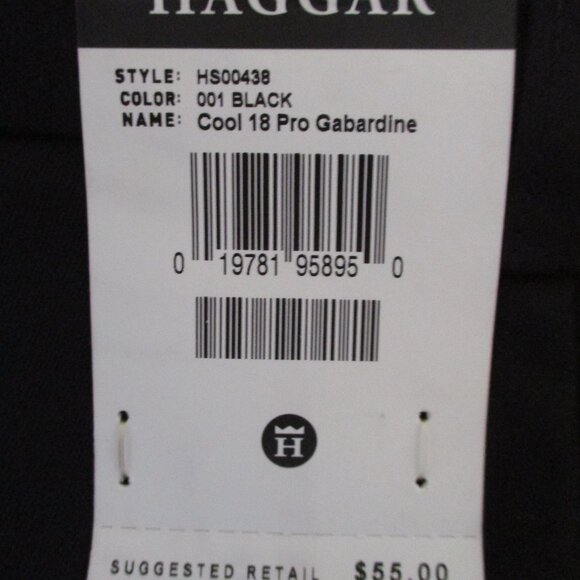Haggar Cool 18 Mens Flat Front Black Expandable Waist Golf Short Pant NWT - 32W - Picture 3 of 3